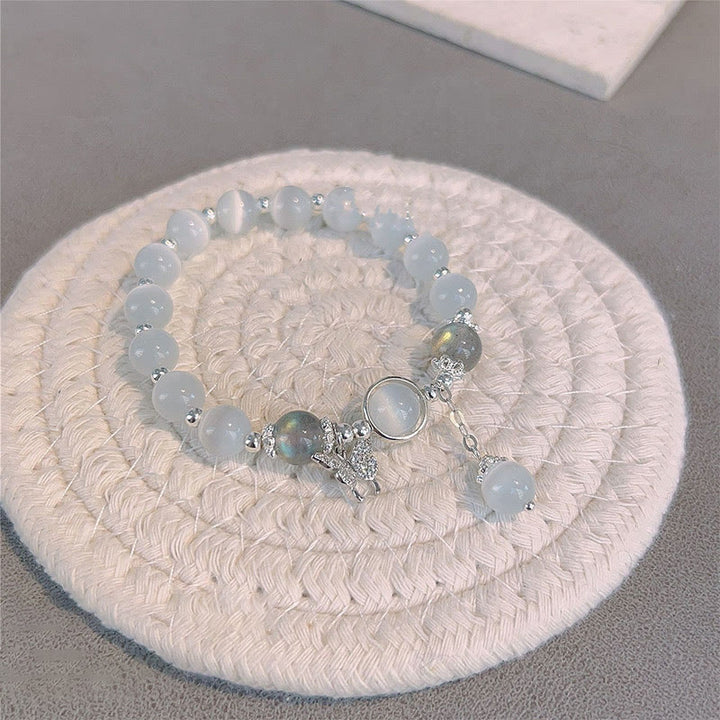 Buddha Stones Cat's Eye Moonstone Butterfly Star Charm Support Bracelet