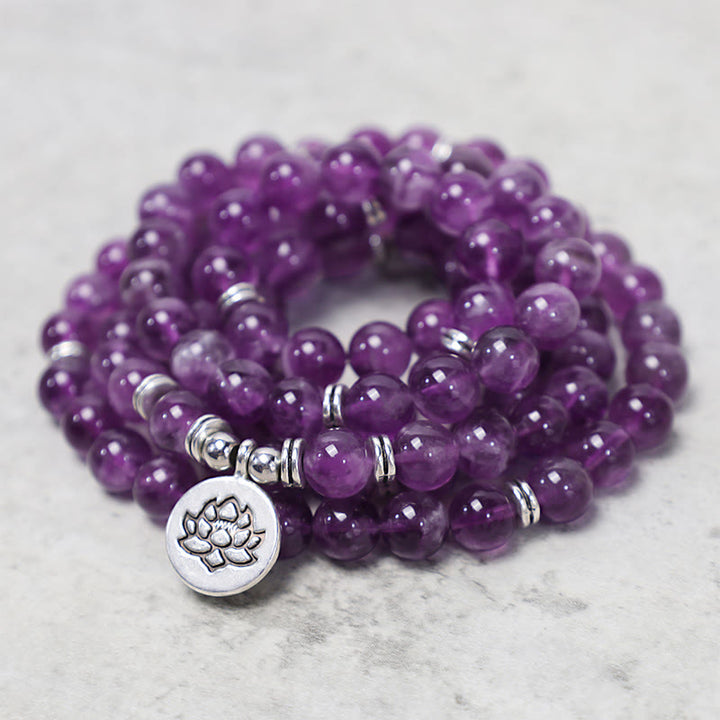 Buddha Stones Natural Amethyst Purification Mala Bracelet