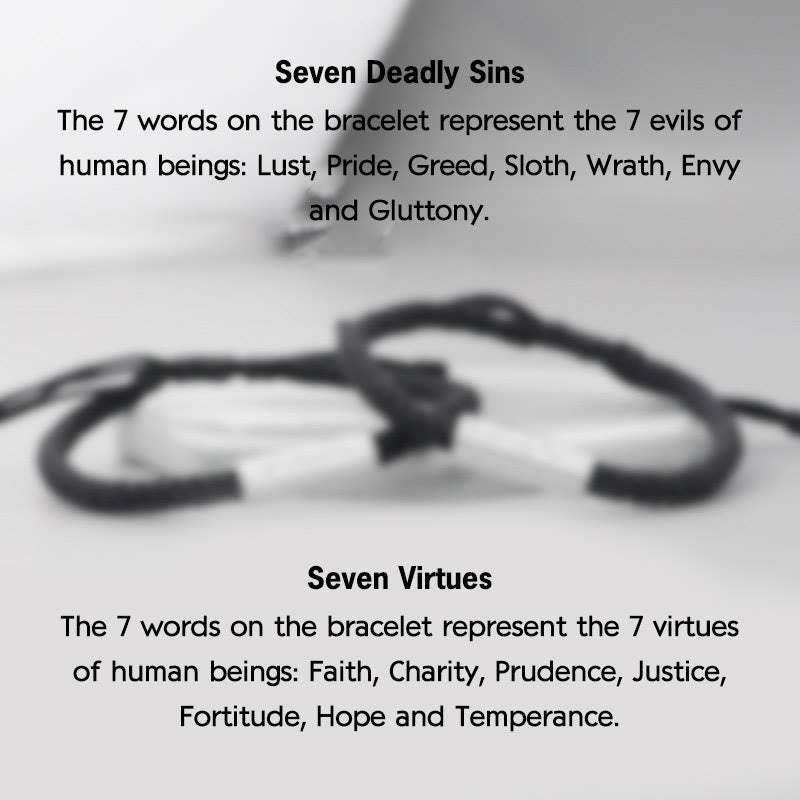 Seven Deadly Sins Seven Virtues Braided String Bracelet