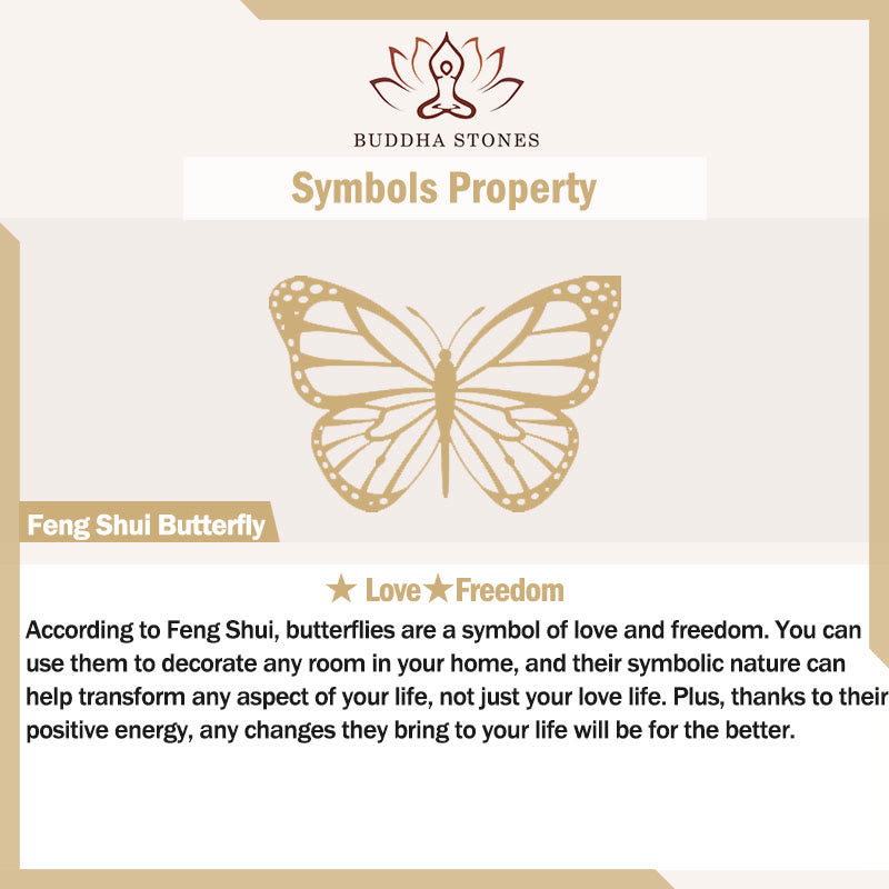 Buddha Stones Glass Bead Double Peace Buckle Butterfly Auspicious Bracelet