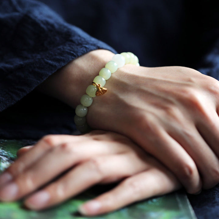 Jade Lotus Abundance Adjustable Bracelet