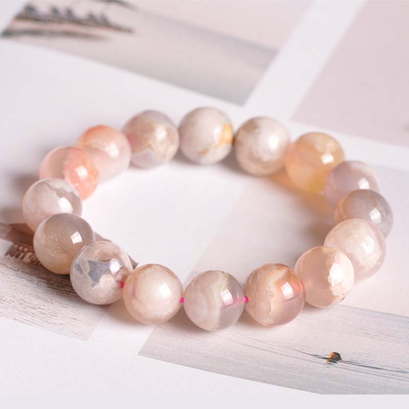 Buddha Stones Sakura Agate Peace Blessing Bracelet