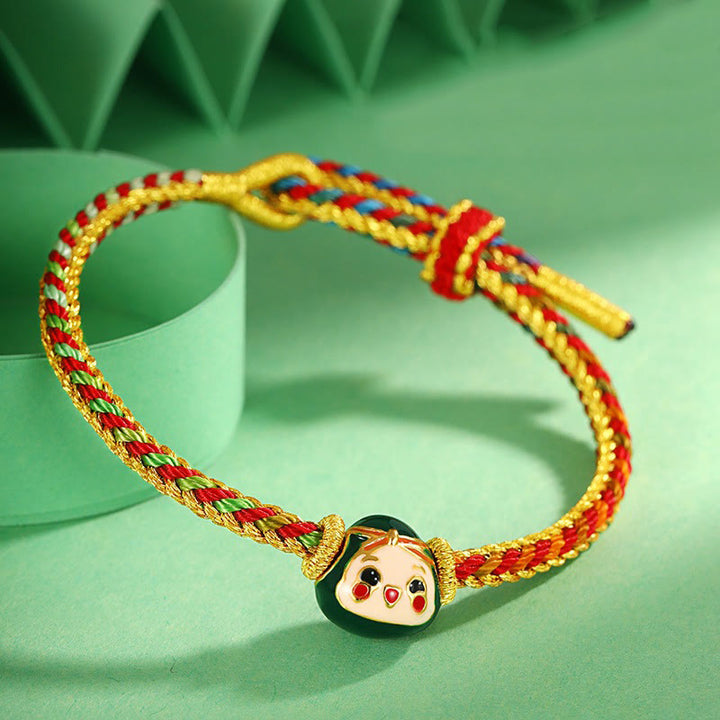 Buddha Stones Cute Zongzi Pattern Luck Colorful Handcrafted Eight Thread Peace Knot Bracelet