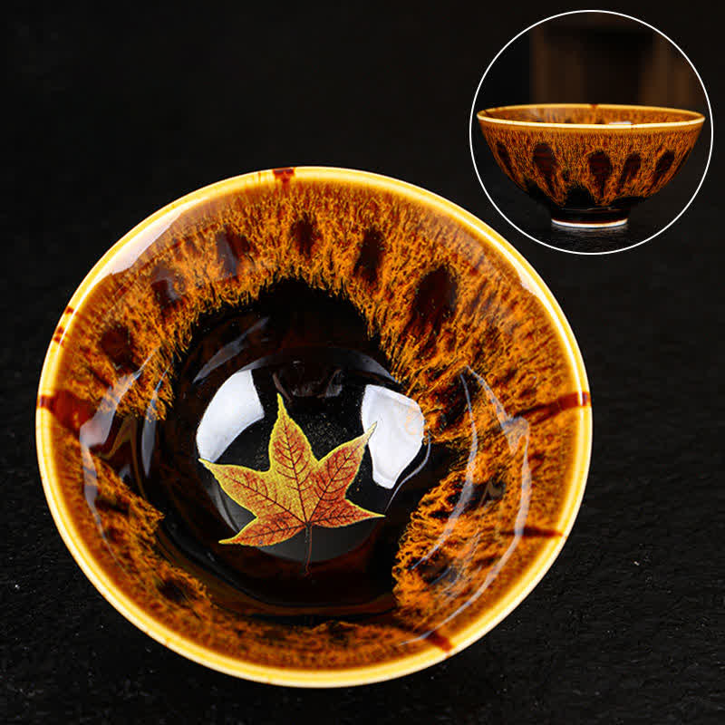 Maple Leaf Colorful Ceramic Teacup Home Tea Cups