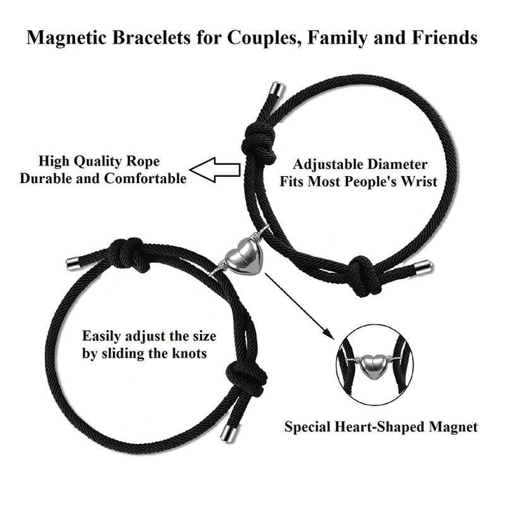 2Pcs Love Magnetic Couple String Strength Bracelet