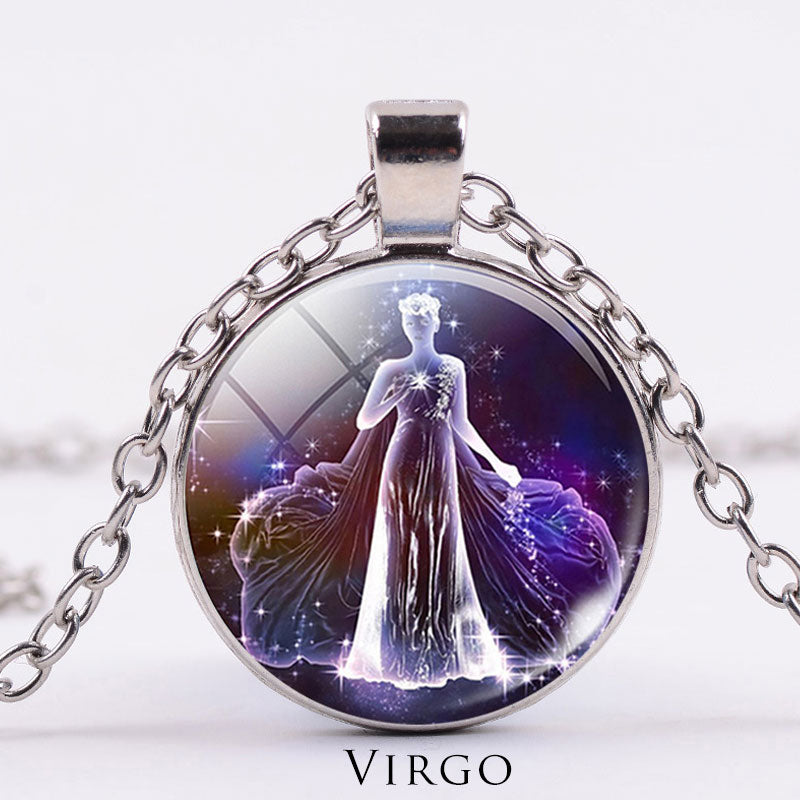 12 Constellations of the Zodiac Moon Starry Sky Protection Blessing Necklace Pendant