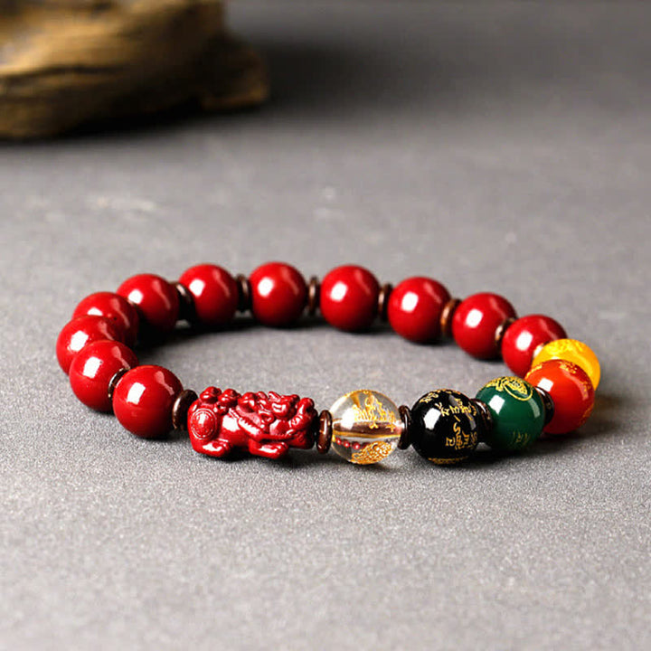 Buddha Stones God Of Wealth Cinnabar PiXiu Blessing Bracelet