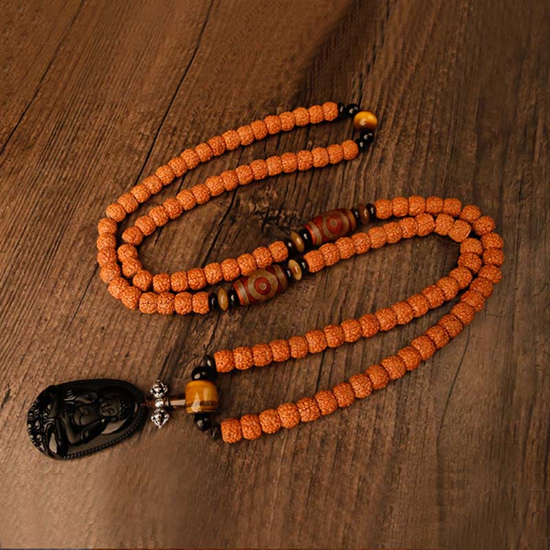 Tibet 108 Mala Beads Rudraksha Bodhi Seed Chinese Zodiac Natal Buddha Wealth Charm Bracelet