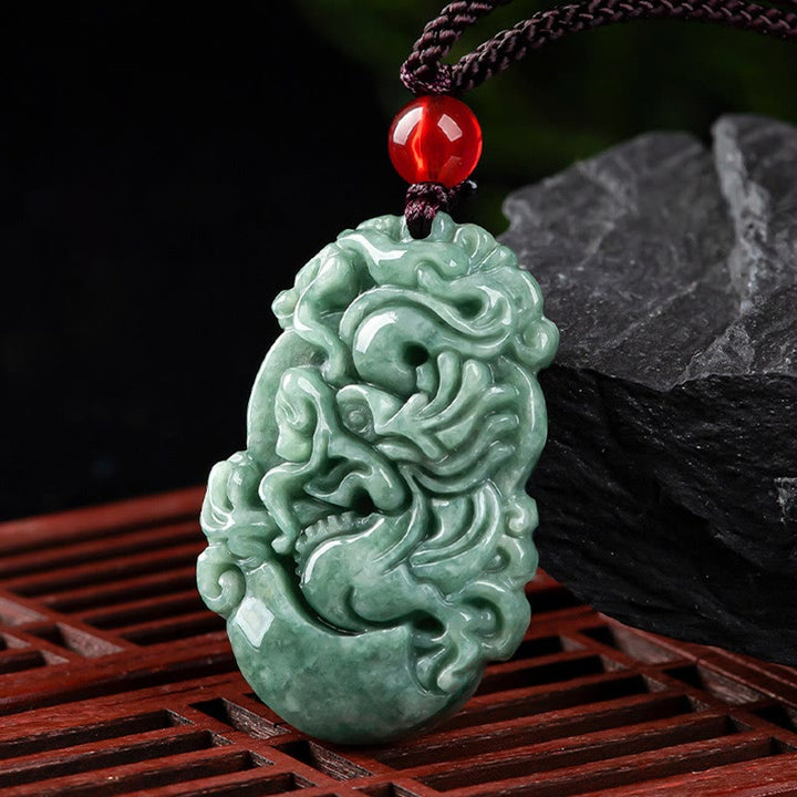 Buddha Stones Natural Jade 12 Chinese Zodiac Prosperity Necklace Pendant