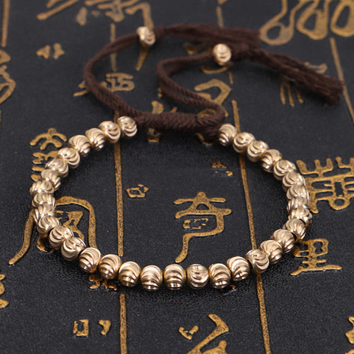 Buddha Stones Tibetan Handmade Copper Bead Luck String Bracelet