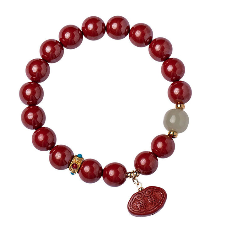 Buddha Stones Cinnabar Jade Healing Protection Charm Bracelet