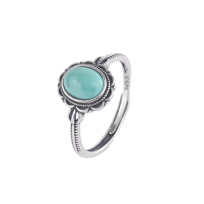 925 Sterling Silver Tibetan Turquoise Red Agate Protection Ring